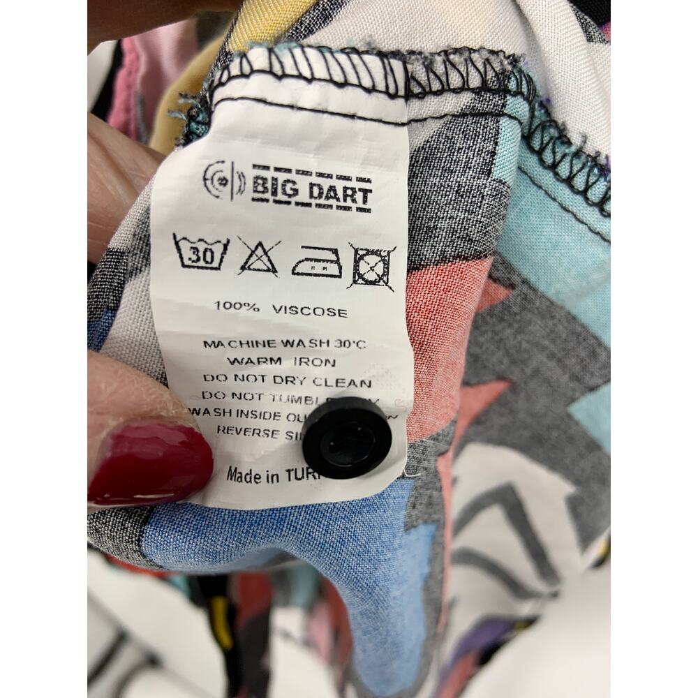 Big Dart MOD Button Front Shirt Multicolor Abstract Print Colorful Size 44 US L - Picture 5 of 5